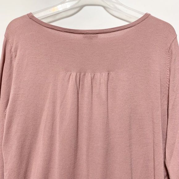 Talbots Blouse Top Womans Large Pink Green Floral Long Sleeve Round Neck Blouse - Picture 5 of 9